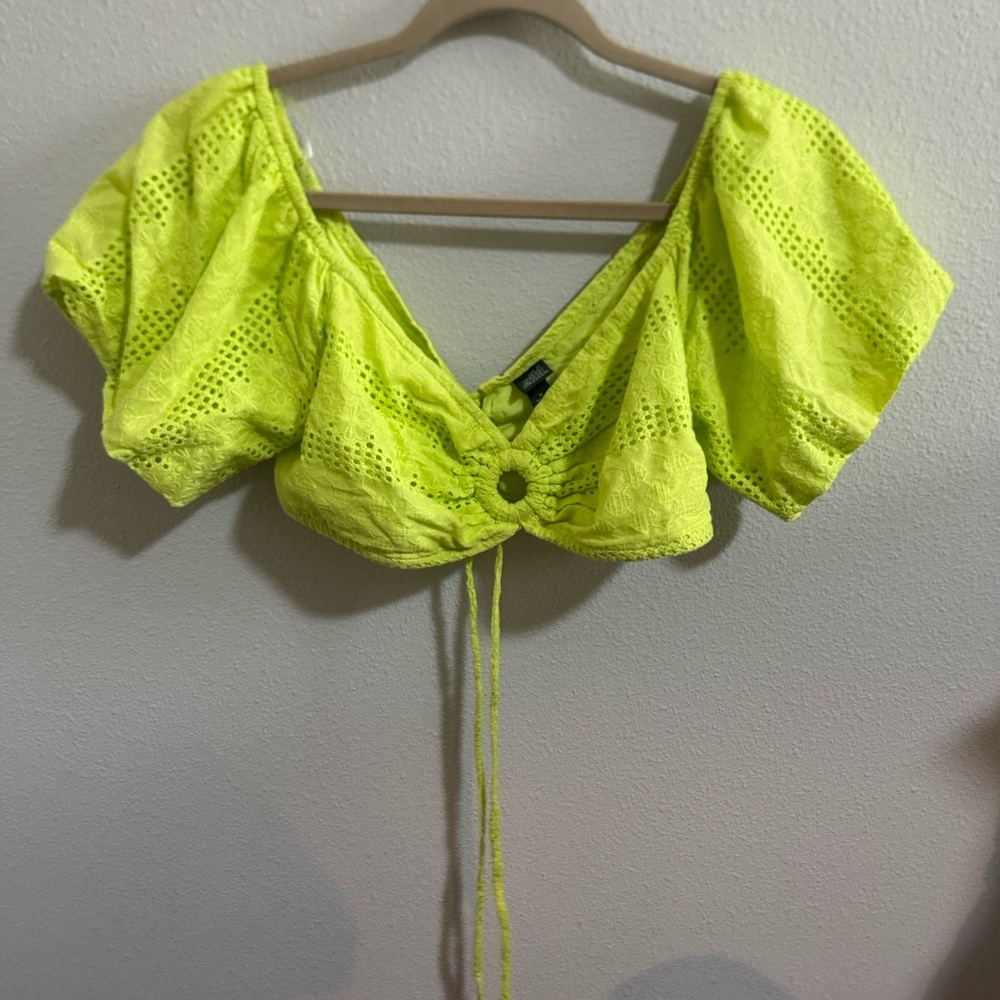 Wild Fable Lime Lace-Up Crop Top